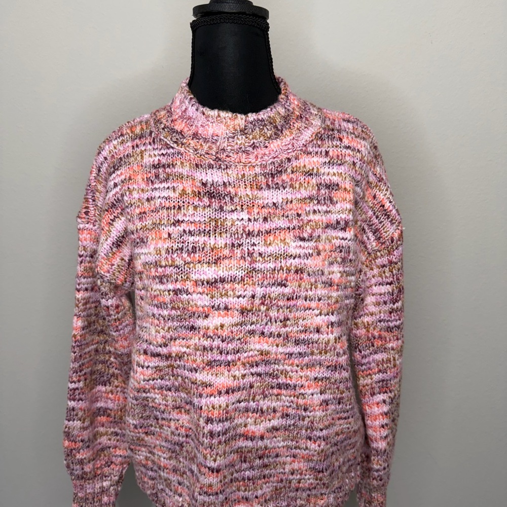 Tribal Pink and Purple Knit Turtleneck Sweater